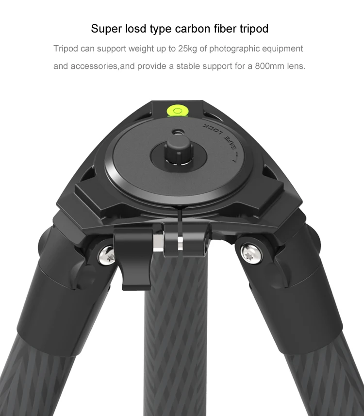 OBO Carbon Fiber Foldable Tripod with Twist Lock Waterproof & Shockproof 50KG Load Capacity for DSLR & Video Cameras