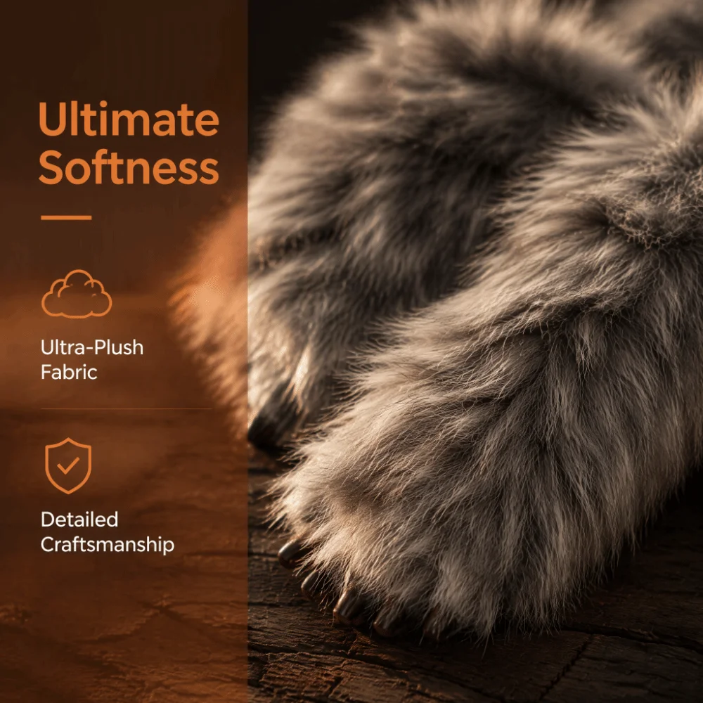 Material Werewolf Paw Mitten Fluffy Texture Gray Color Halloween Costume Gloves Hairy Lolita Cosplay Wolf Claws Carnival Party