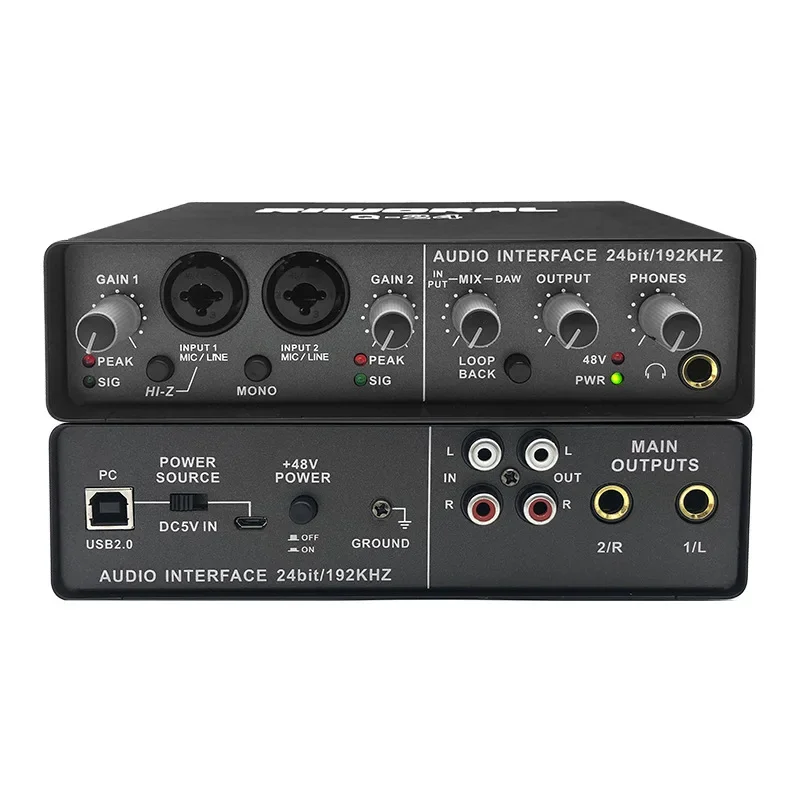 

Small external professional sound card, computer driver free sound card, mobile live streaming recording, karaoke support 48v