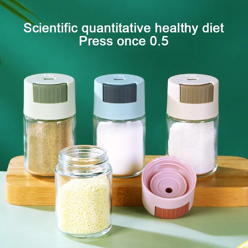 Kitchen Seasoning Bottle Household Quantitative Salt Shaker Seasoning Jar Pepper Spice Container Push Type Salt Control Bottle