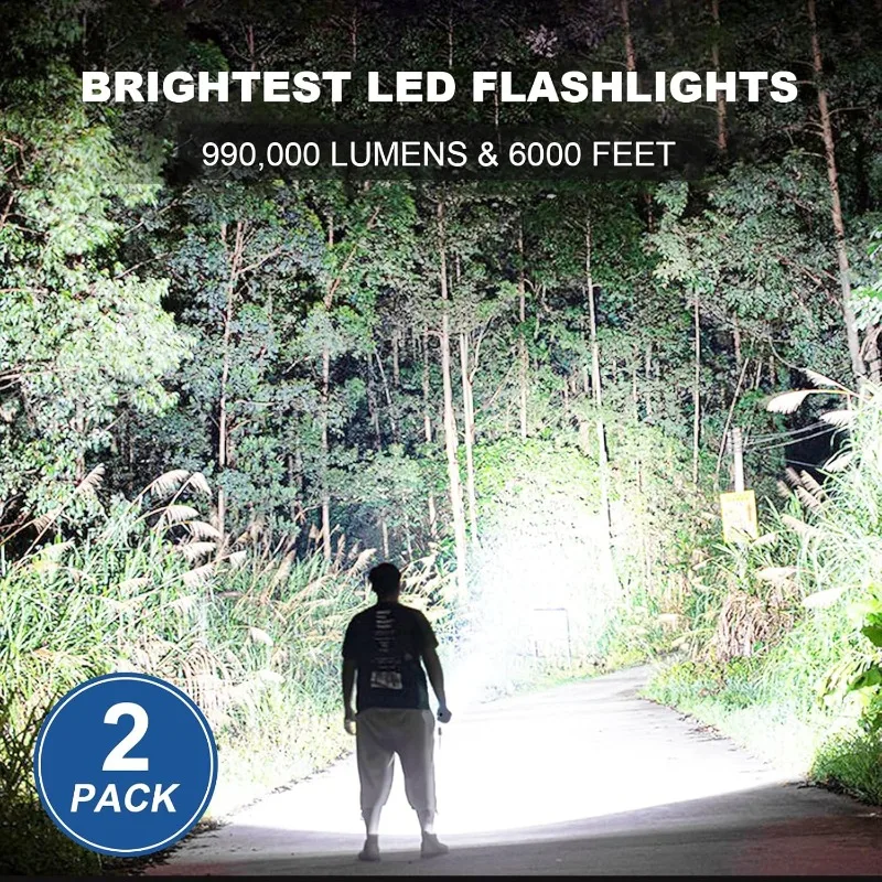 Brightest flash light IPX7 waterproof, powerful handheld flashlight suitable for family camping and hiking