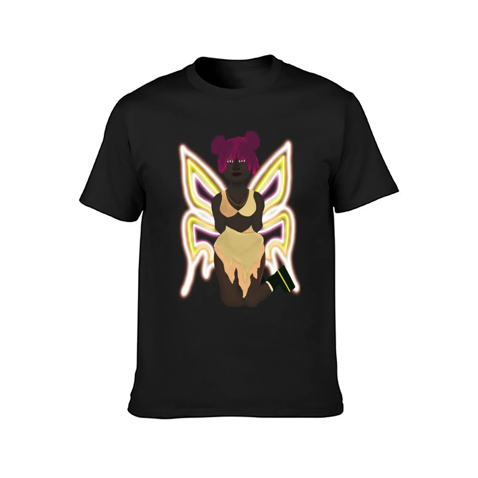 Black Colorful Faerie T-Shirt Blouse animal prinfor boys slim fit t shirts for men