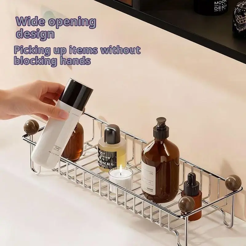 Stainless Steel Countertop Drain Rack Rust Proof: Coating Wood Knobs Bathroom Kitchen Toiletries