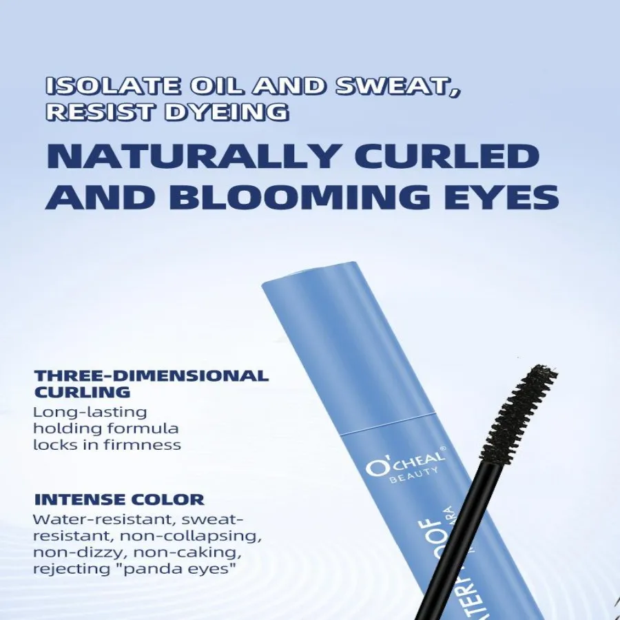 Mascara lungo tridimensionale riccio spesso, mascara a testa grande impermeabile a lunga durata, impermeabile e resistente al sudore