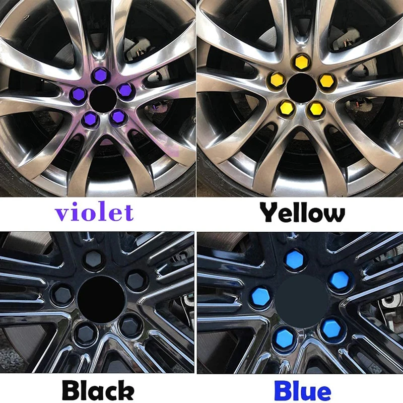 17/19mm 20Pcs Silicone Car Tyre Wheel Hub Covers Nuts Silicone Auto Wheel Hub Protectors Nuts Wheel Screw Cap Anti Rust Cover