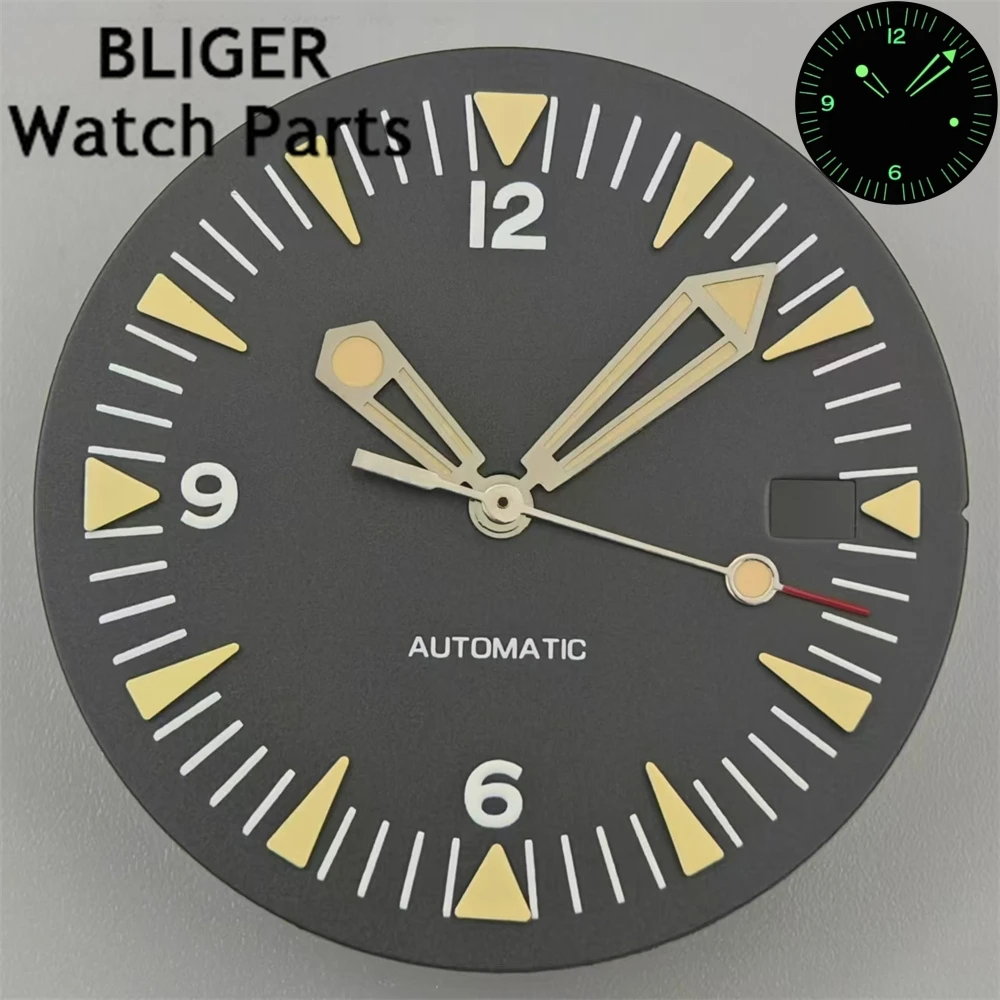 BLIGER orologio quadrante nero verde quadrante verde luminoso Fit movimento NH35 NH36