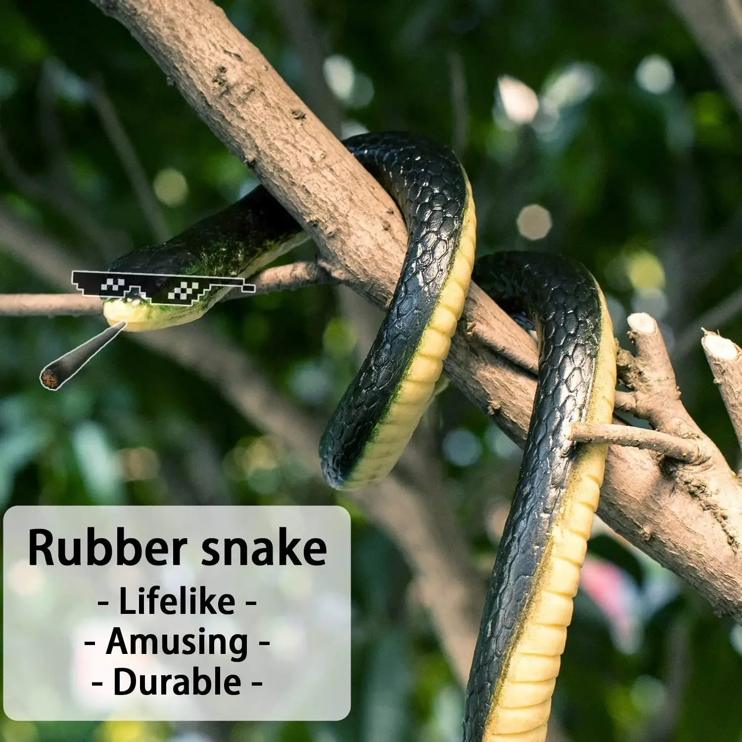 50 Inch Hyper-Realistic Rubber Snake Prank Toy - Scare Your Friends on Halloween & Fools Day - Highly Detailed, Non-Toxic