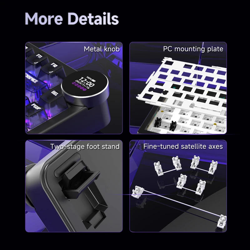 AK820V2 /AK820VPro Mechanical Keyboard Multifunctional Knob Tri-mode Wired/2.4GHz/BT Wireless Keyboard Connect with Wrist Rest image 5