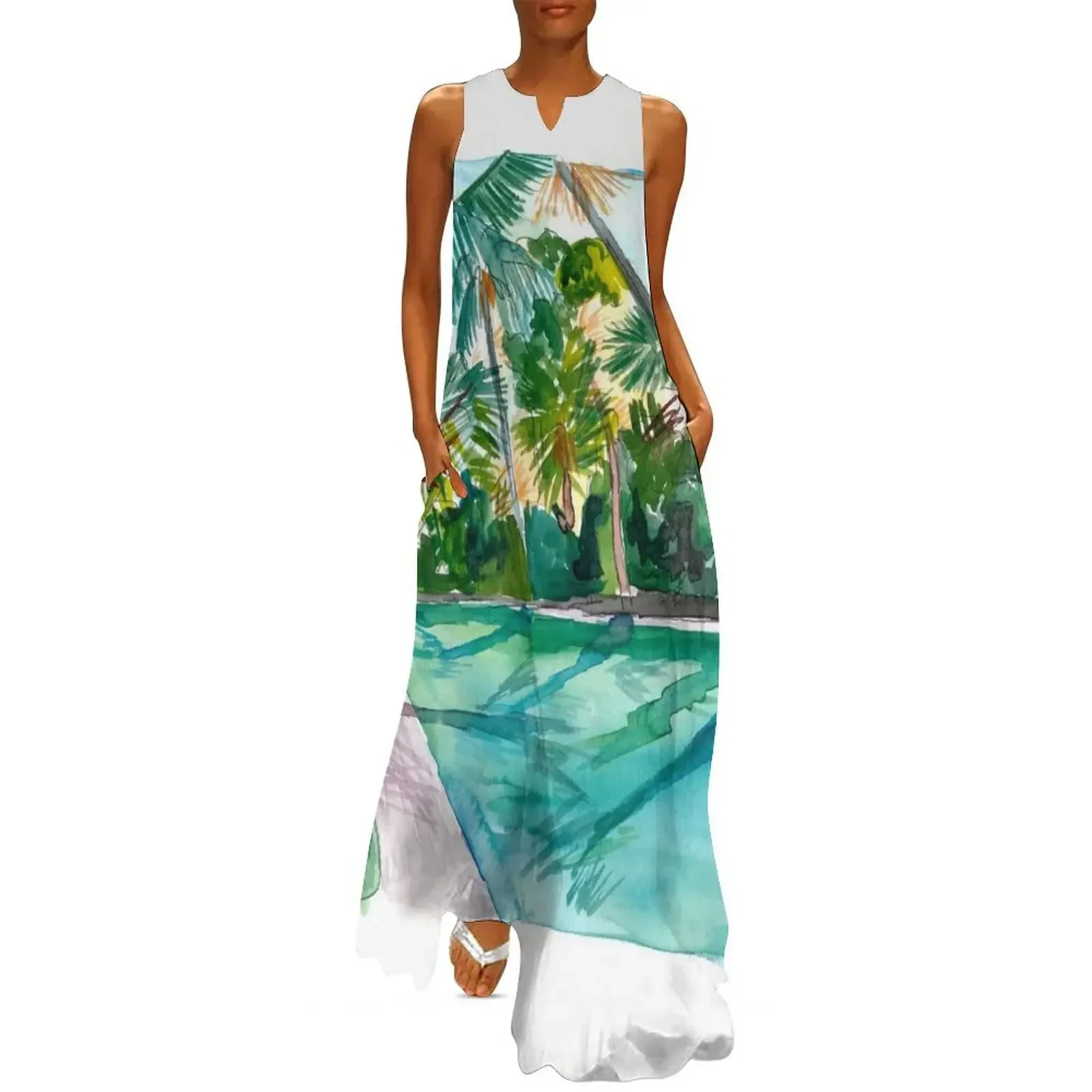 

The Cool Quiet Key West Florida Pool Long Dress Women's dress Summer dresses for women sensual sexy dress for women