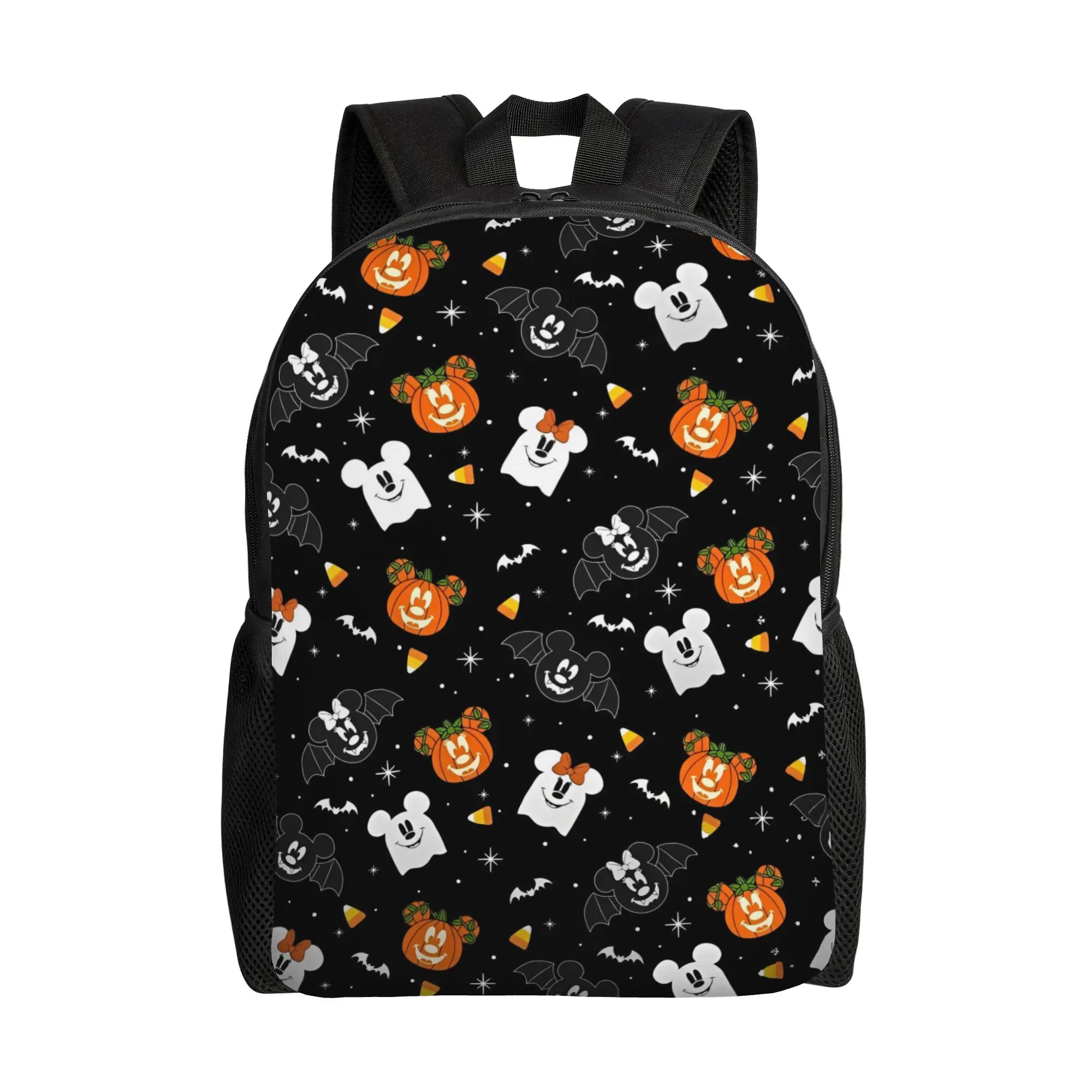 

Mickey Mouse Halloween Pumpkin Backpack for Men Women Casual High School Hiking Travel Daypack Laptop Computer Canvas Bag Sport