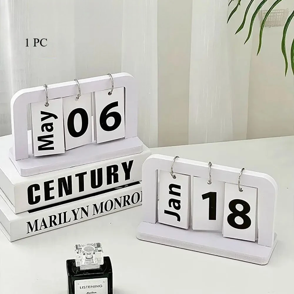 

1Pc New Page Turning Calendar Ornament Month Date Display Simple Desk Calendar Craft Prop Office Desktop Home Decoration