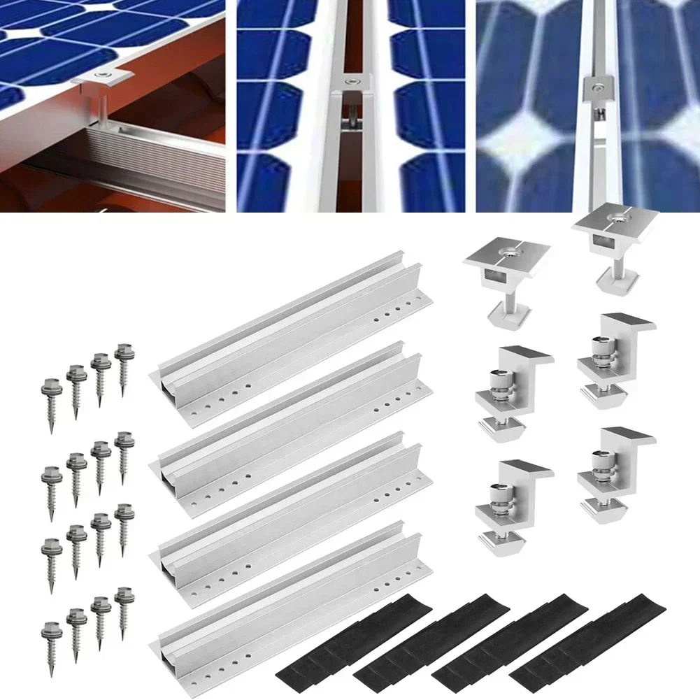 

2/4 Set 30/35mm Solar Panel Photovoltaic Bracket Mounting Rail Kit PV Middle Clamp End Clamp Aluminium Profile Solar Module