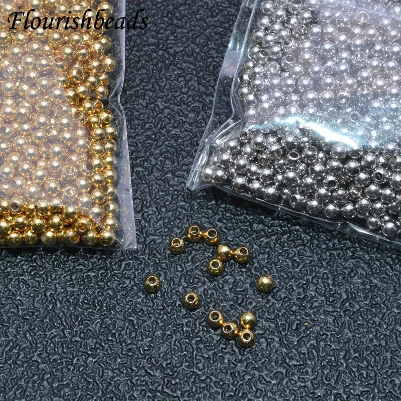 Imagem -05 - Real Gold Plating Metal Beads Contas Redondas para Fazer Jóias Faça Você Mesmo mm mm 2000 Pcs Bolsa