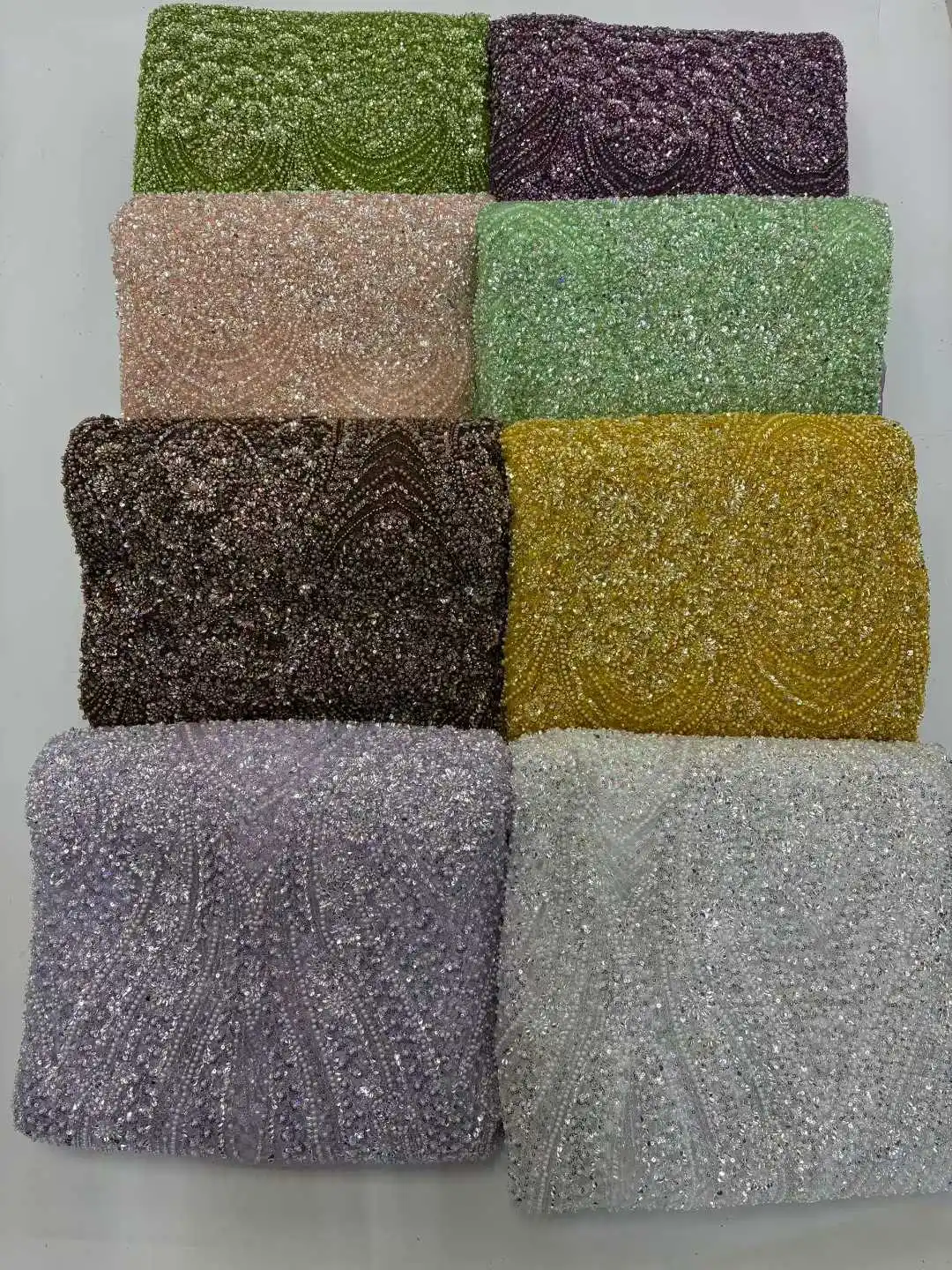 الذهب أحدث أفريقيا المطرزة تول صافي النسيج خط شكل الخرز 2025 جودة عالية فاخرة الترتر صافي الدانتيل فستان الحفلات المسائية #3