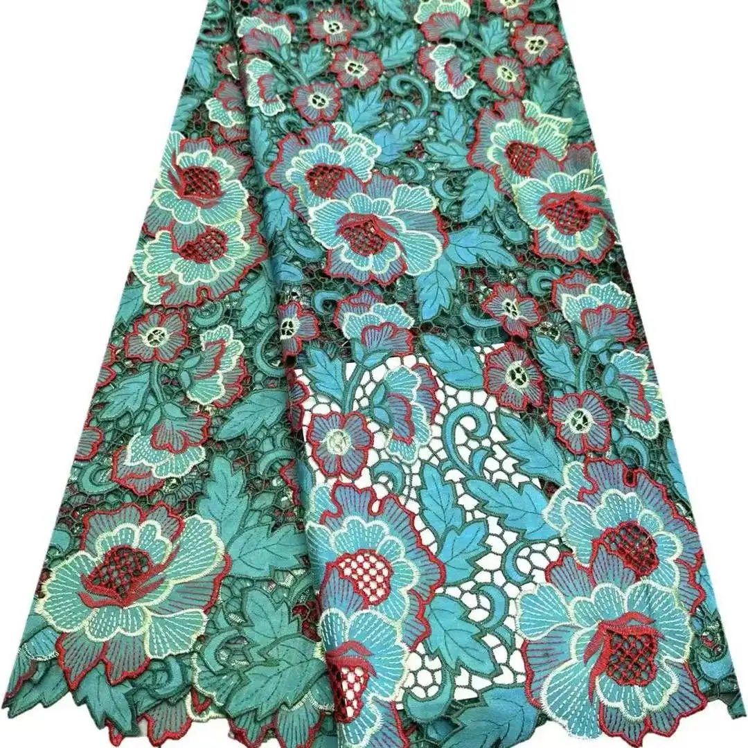 Kostenverkauf: Zarte, sehr weiche Baumwolle, Laserstickerei, hochwertiger Schweizer Spitzenstoff, Party-Abendkleid NN1568_R – Detail 6