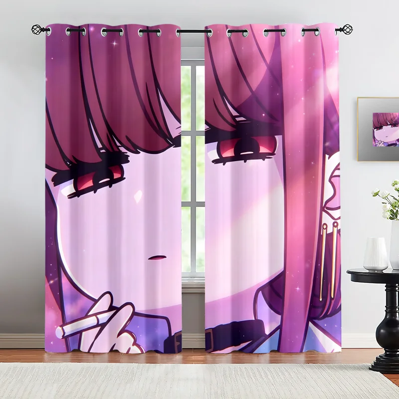 Anime Printed Curtains 2 Panels Darkening Curtains Light Blocking Rate 85% decoration curtains for bedroom