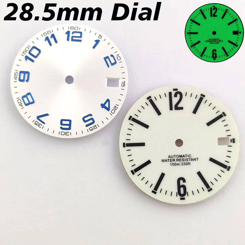 NH35 Watch Dial 28.5mm Sterile Dial C3 Green Luminous Fit NH34/NH35/NH36 Movement Watch Replacement Parts