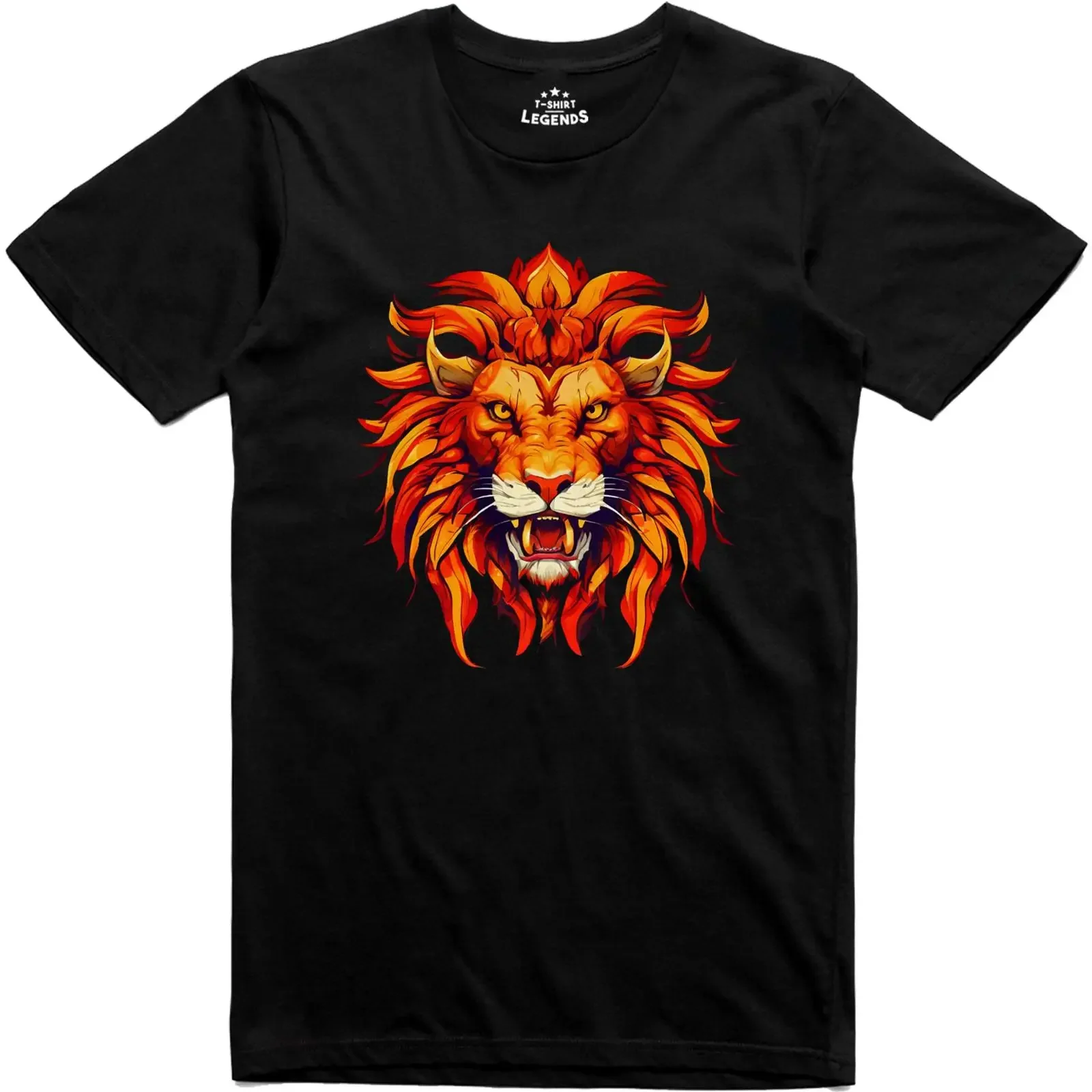 Mens T Shirt Lion Manticore Fierce Looking Print Regular Fit Cotton vintage Washed homme fashion graphic Stylish