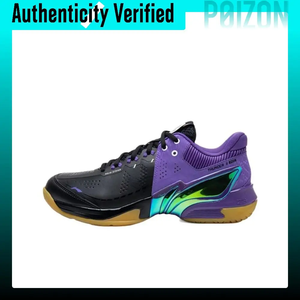 Li Ning Badminton Collection Thunder II PRO High top Badminton Shoes Unisex Black/Galaxy Purple AYAW001-2