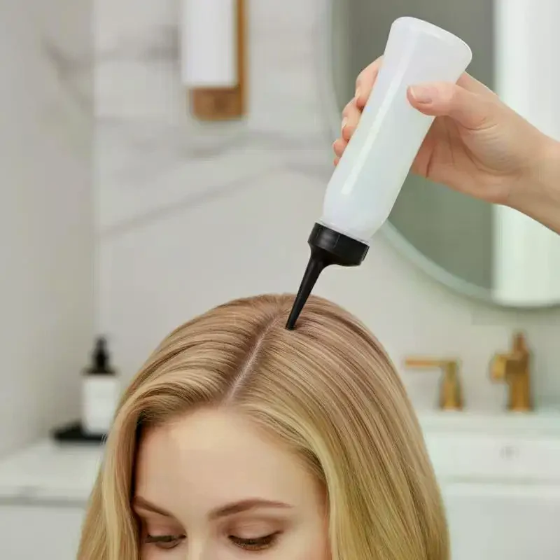 2Pcs/Set Plastic Hair Oil Applicator Bottle Scale 240ml 120ml  For Salon And Home Use Pointed Tip For Precision Application