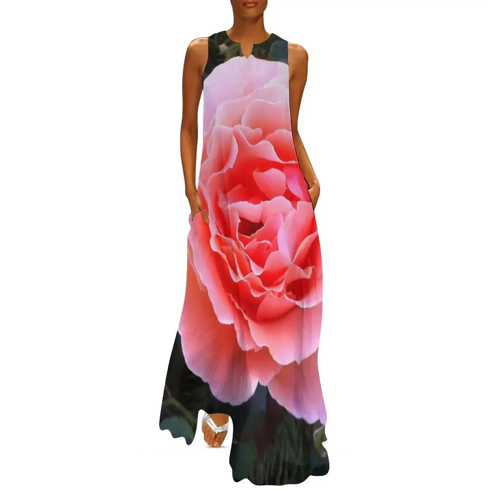 

Peach Pink Rose Long Dress dress Women's summer dresses summer dress womens 2025 Women long