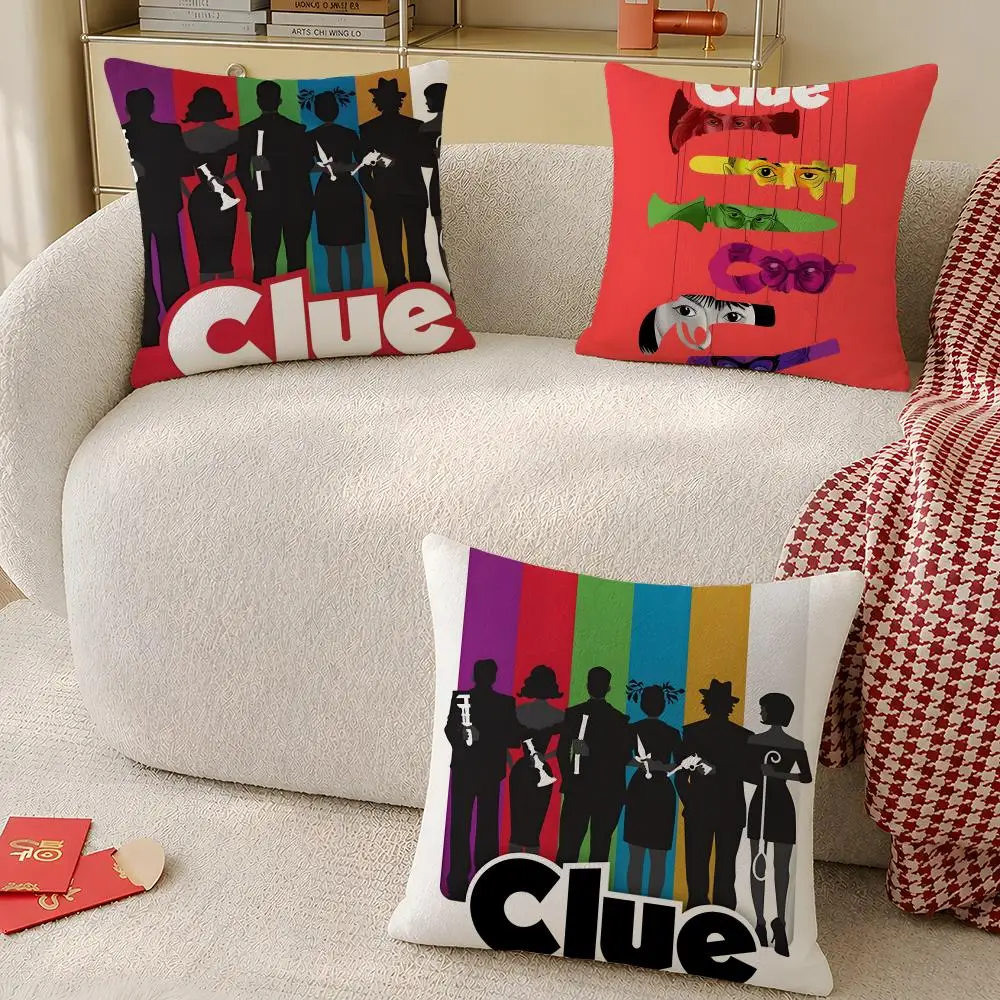 Housse de coussin carrée imprimée Game C-CluedoC-Clue, coussin en microfibre douce pour chambre à coucher, canapé, salon