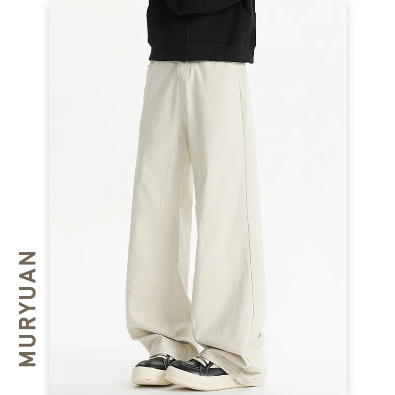 

Винтажные новые модные брюки в американском стиле, одежда, мужские однотонные свободные широкие брюки, прямые повседневные модные простые базовые брюки