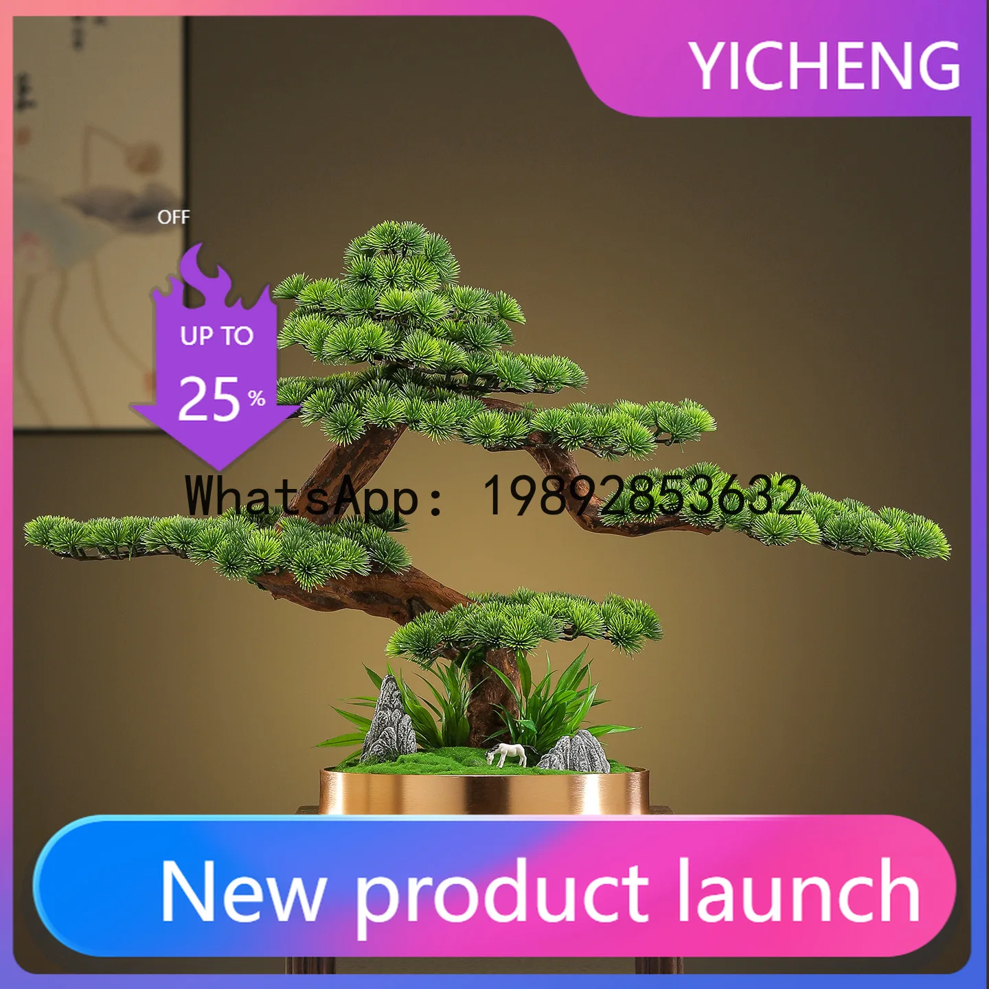 

Hys artificial greenery potted plant - decorative bonsai for home, living room, office, and desktop - welcoming pine ornament