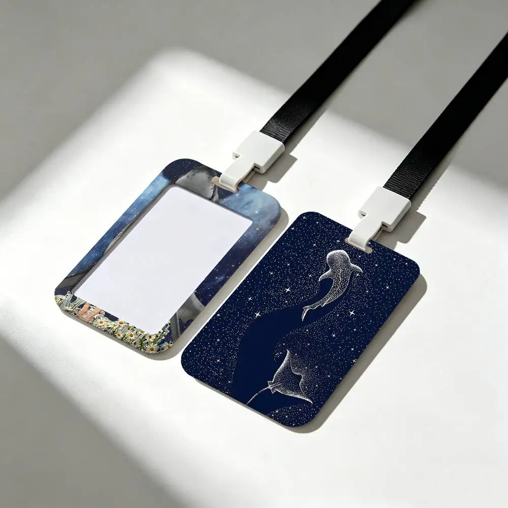 Whale And Shark Ocean Animals Card Holder Neck Strap Pendant Door Badge Holder Lanyards Keychain Work Credential Case Gift