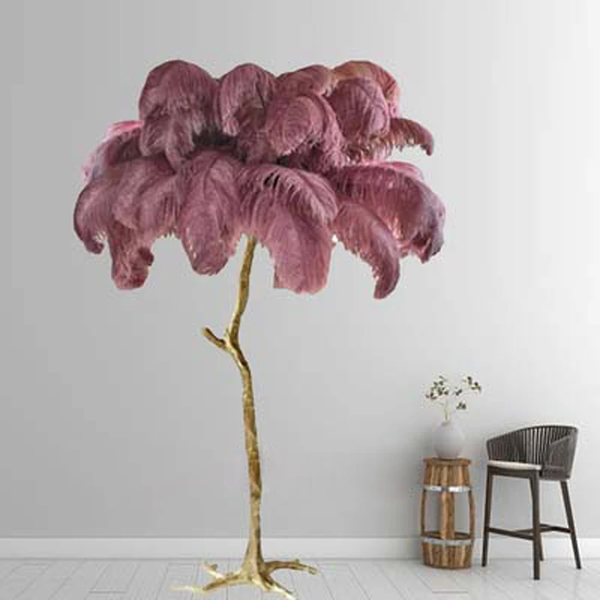 

Modern Ostrich Feather Living Room LED Floor Lamps Living Room Bedroom Modern Interior Lighting Decor Floor Light Standing Lamp