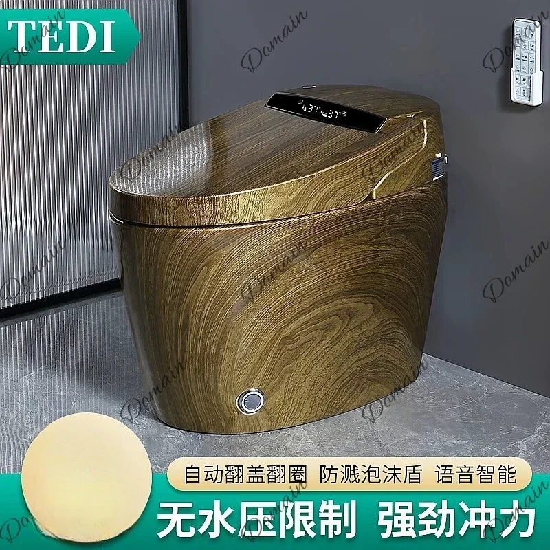 ZL New Wood Grain Smart Toilet Integrated Automatic No Water Pressure Limit Remote Voice Control Electric Bidet