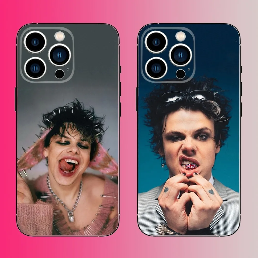 Capa de telefone Singer Y-Yungblud YB para iPhone 16,15,14,13,12,11,Pro,Max,Plus,Mini,X,XS,XR,8,7,6,S,SE Capa preta macia