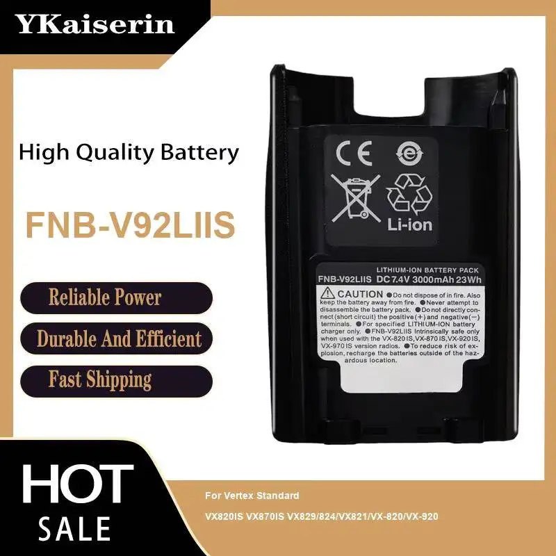 Fnb-V92LIIS For Vertex Standard VX820IS VX870IS VX829 824 VX821 VX-820 VX-920 Walkie-Talkie Battery 3000mAh Reliable Power