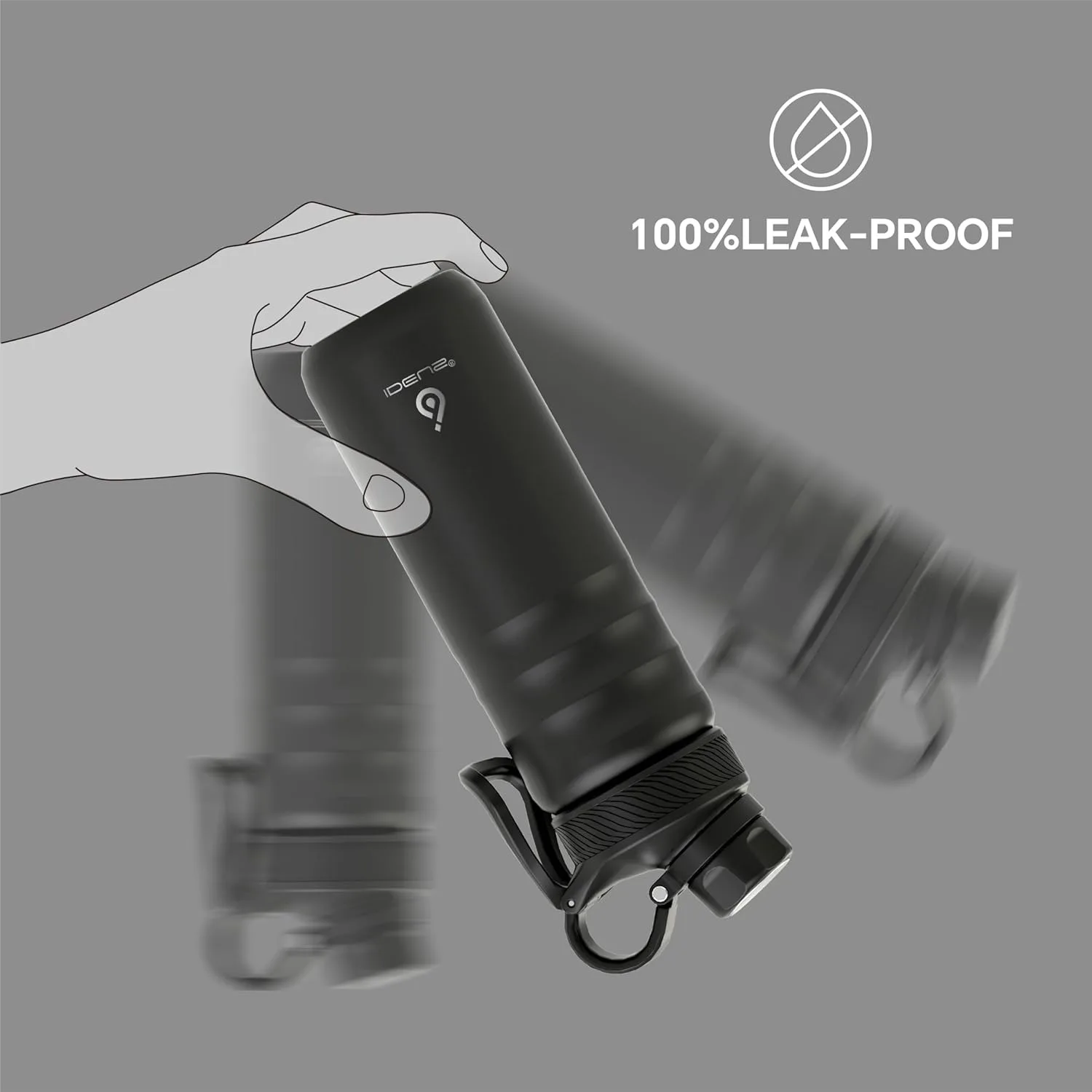 Ideus Stainless Steel Insulated Bottle 700ml, 2 Leak-Proof Caps, Insulated Water Bottle for Hiking, Cycling and Outdoor Sports
