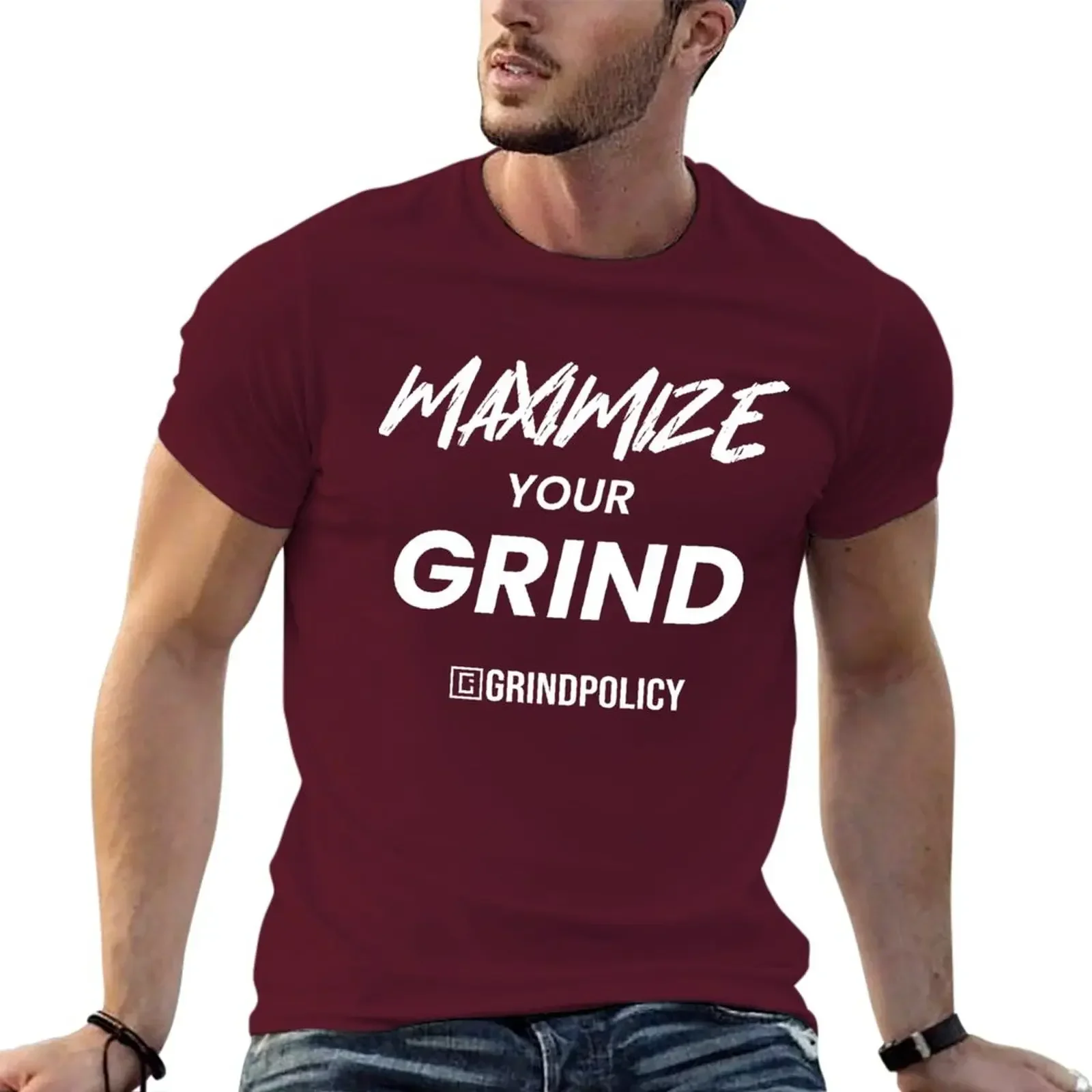 men manga vintage anime clothes oversized t shirt men clothing Crewneck Maximize Your Grind Dark T-Shirt plain Blouse t shirt