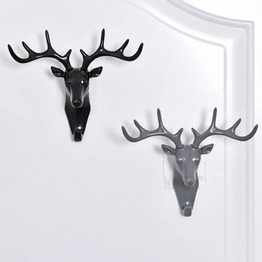 Dropshipping!!Fashion Deer Head Antlers Self Adhesive Keys Hat Holder Wall Door Hook Hanger