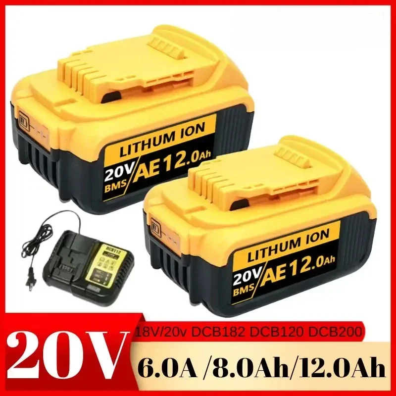 12000mAh DCB200 20V Battery Compatible with dewalt power Tools 18V rechargeable electric tool Lithium batteries 20V 18Volt