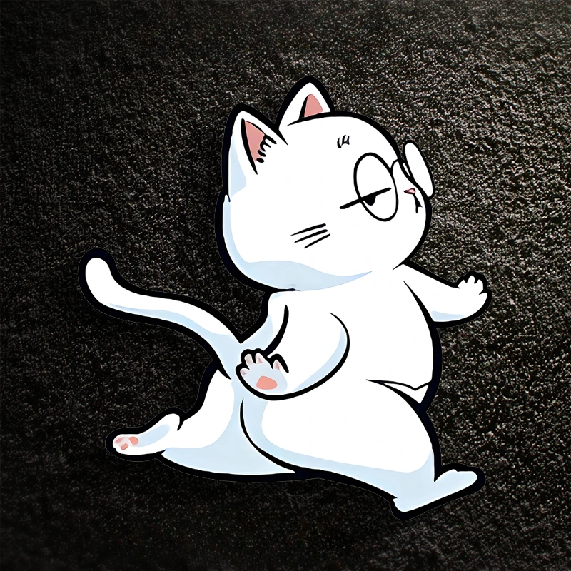 

Helmet Cover Scratches Cartoon Vinyl Decals Cute Cat Happy Ride JDM Motorcycle Stickers Waterproof Scooter Body Fuel Tank