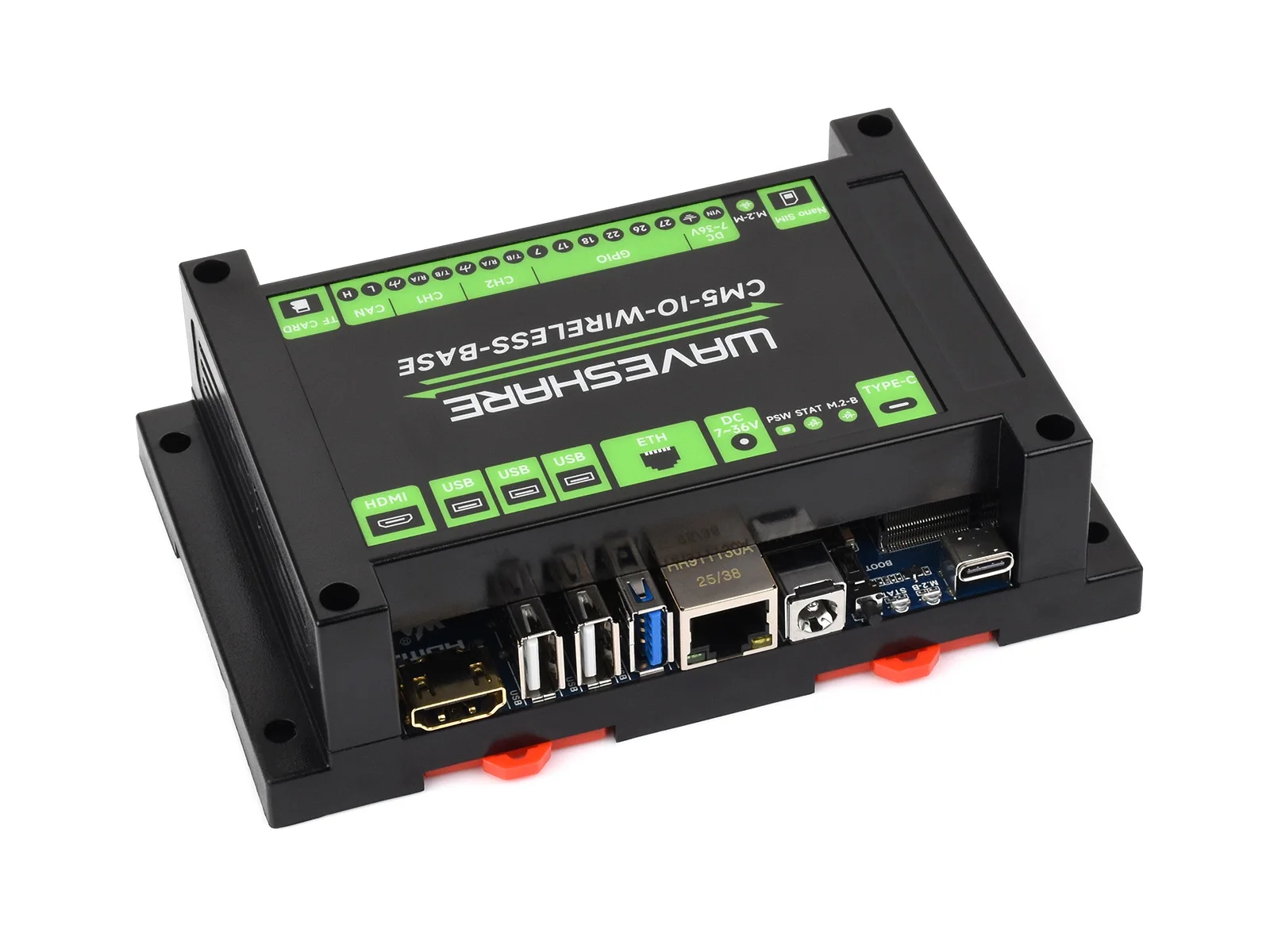 Industrial IoT Wireless Expansion Board For Raspberry Pi CM5, 4G / 5G / LoRa Expansion Board, Gigabit Ethernet RJ45 Port, Dual M