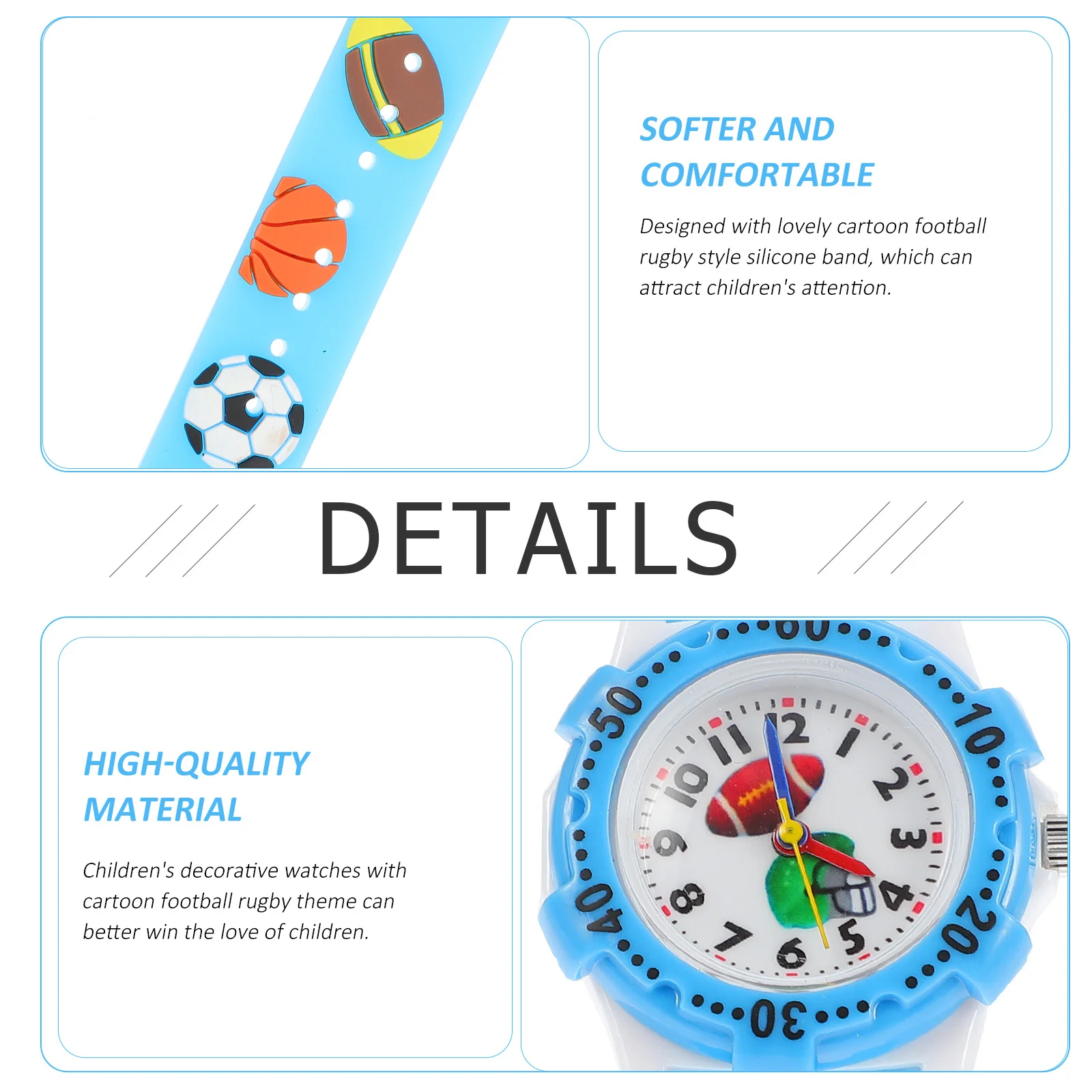 

Детские водонепроницаемые спортивные часы с рисунком футбола в стиле регби, детские наручные часы, подарок для мальчиков и девочек