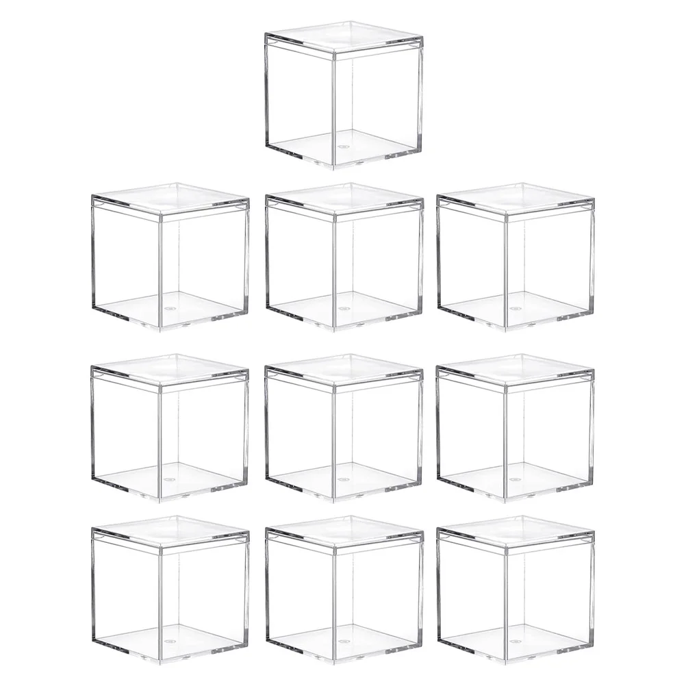 10 Pcs Candy Box Packing Cookie Containers for Gift Giving Sugar Cube Acrylic Clear Square Boxes