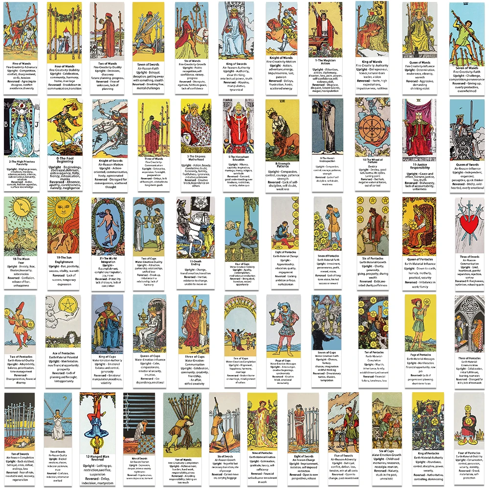 56PCS Vintage Classic Magic Divining Tarot Stickers Funny Decoration Decals Toy Gift PVC DIY Laptop Suitcase Guitar Skateboard