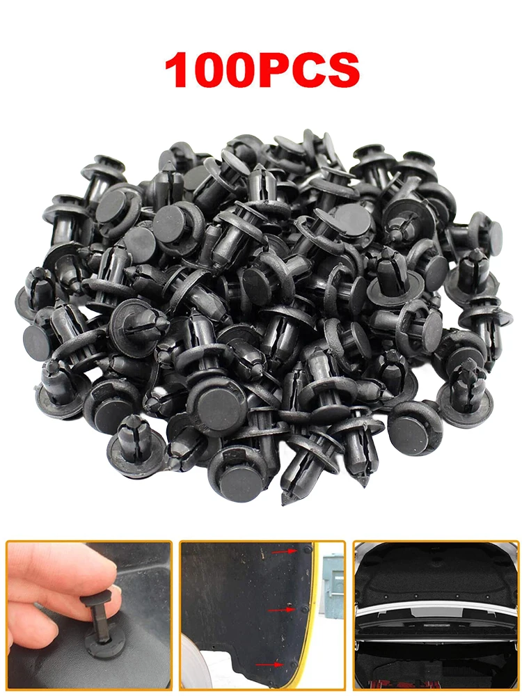 Auto Fasteners Rivets Clips 10mm Door Panel Fender Liner Retainer Clip Black Auto Bumper Fender Buckle Rivet Push Clips Retainer