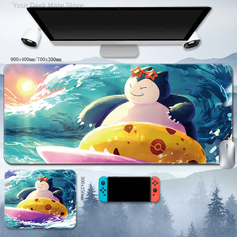 Snorlax Printed Children's Leather Mouse Mat Pokémon Anime Large Size Desk Mat for Students Writing And Gaming