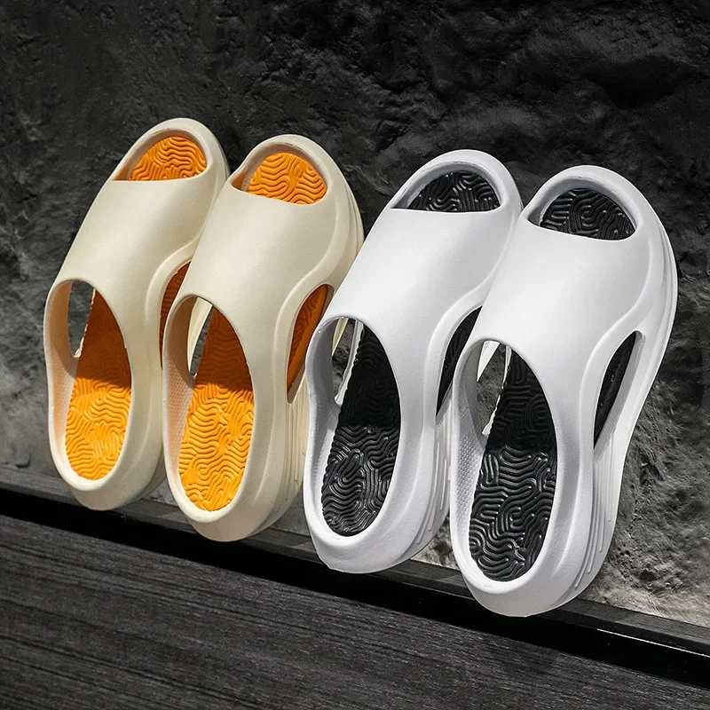 Summer Slippers for Men and Women Thick Bottom Eva Step on the Poop Feeling Outside Wear Non-slip Casual Bathroom Slippers