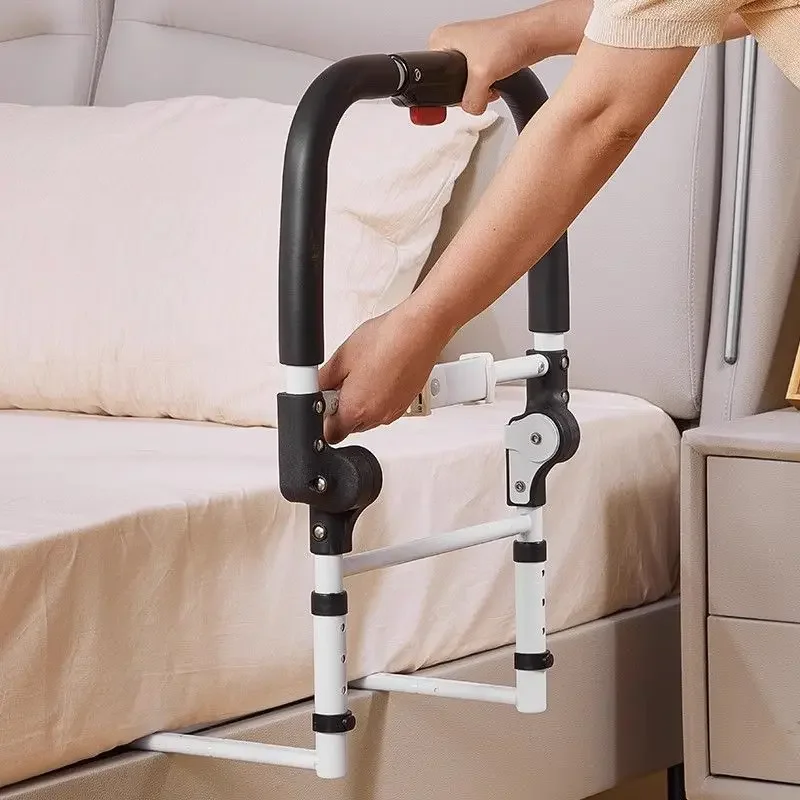 Foldable bedside armrest, the elderly get up to assist in getting up, the guardrail is free of punching
