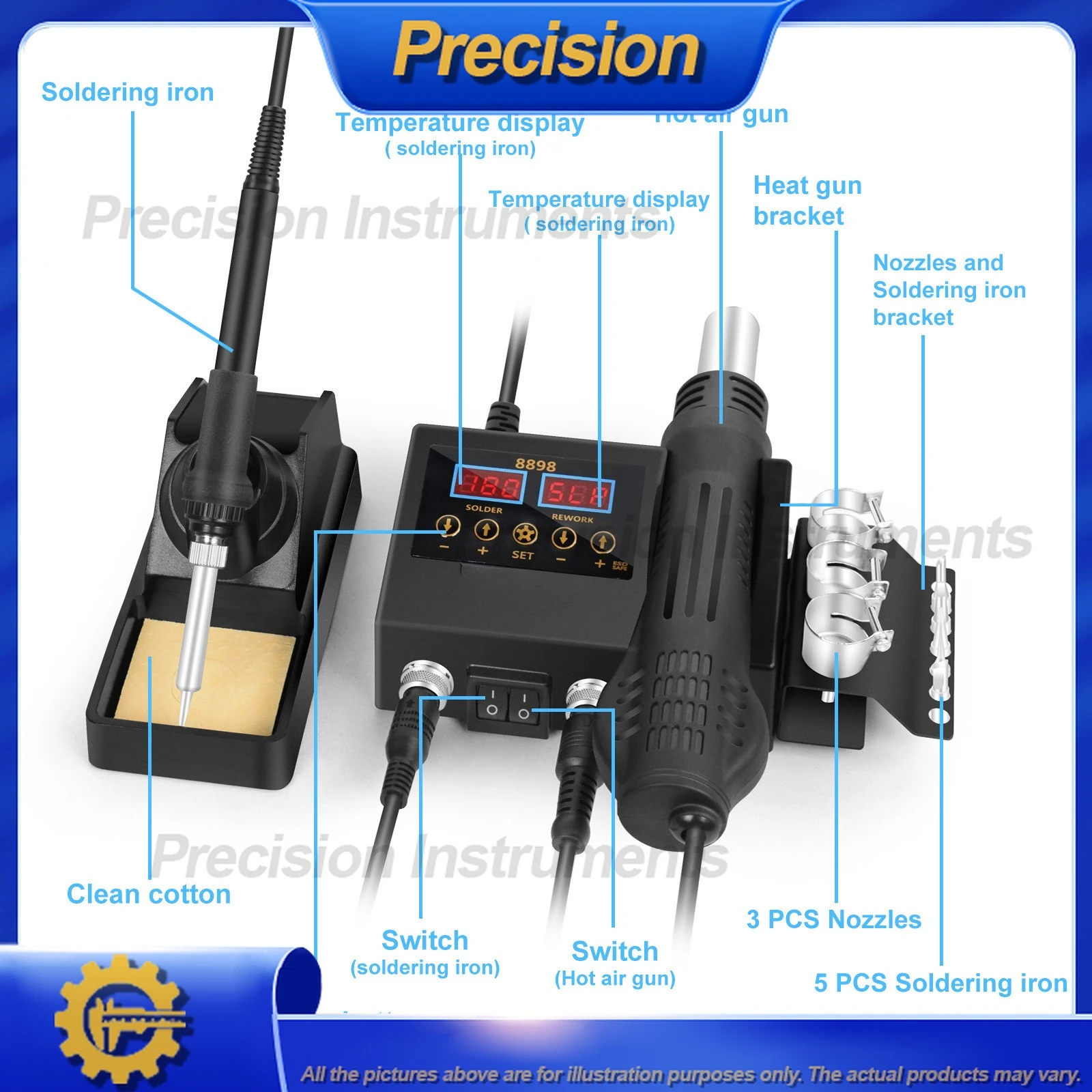 2026 محطة إعادة تشغيل الهواء الساخن 8898 مجموعة مكواة لحام خالية من الرصاص للإصلاح الإلكتروني وأدوات لحام الكمبيوتر #2