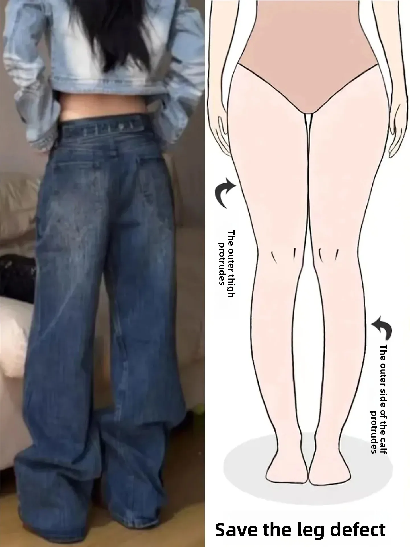 

High Waist Wide Leg Denim Jeans Women's Spring New Street Style Versatile Loose Fit Jeans for Pear Shaped Body Washed Effect