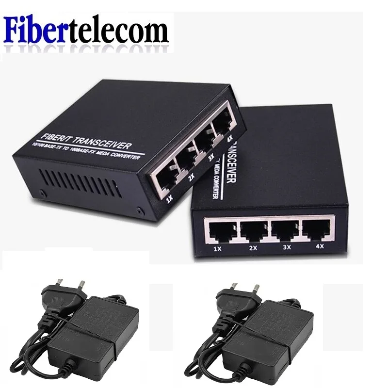 Gigabit Media Converter 4 RJ45 1 SC port Fiber Optic  1G4E Media Converter Single Module Ethernet Gigabit Single Mode