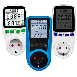 EU Plug Digital Wattmeter, medidor de energia voltímetro, AC 220V atual, LCD Backlight, Tempo Energia Tester, Soquete Monitor